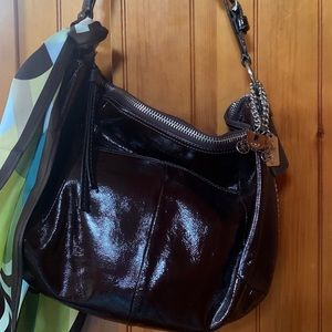 Chocolate patten coach purse